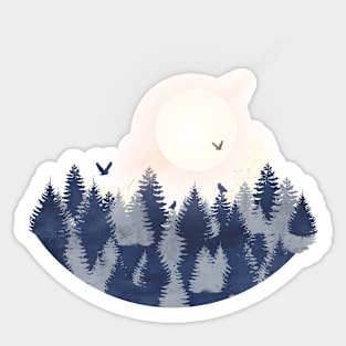 Winter landscape forest with snowy owls Sticker